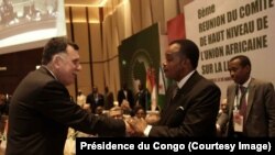 Denis Sassou Nguesso et le maréchal Haftar à Brazzaville au Congo le 30 janvier 2020.