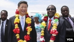 FILE: Former Zimbabwean president Robert Mugabe and President Xi Jinping of China when the latter visited Zimbabwe a year ago.
