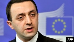 FILE - Georgia's prime minister, Irakli Garibashvili, is seen speaking during a press conference in Brussels.