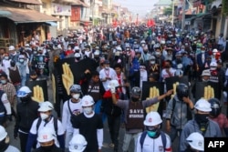 ဖေဖော်ဝါရီ ၂၈ ရက်နေ့က ထားဝယ်ဆန္ဒပြမှု မြင်ကွင်း။ (ဖေဖော်ဝါရီ ၂၈၊ ၂၀၂၁)