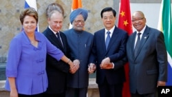 Os cinco líderes do BRICS - Brasil, Rússia, Índia, China e África do Sul