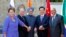 Lideres dos BRICS (da esq. para direita),President e do Brasil Dilma Rousseff, Presidente russo Vladimir Putin, Prime-Minister indiano Manmohan Singh, Presidente da China Hu Jintao e presidente sul-africnao Jacob Zuma 