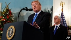 도널드 트럼프 미국 대통령이 지난 6일 백악관에서 예루살렘을 이스라엘의 수도로 인정하는 미국 정부의 공식 입장을 발표했다.