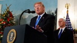 "Es hora de reconocer oficialmente a Jerusalén como la capital de Israel", dijo el presidente Donald Trump en la Casa Blanca.