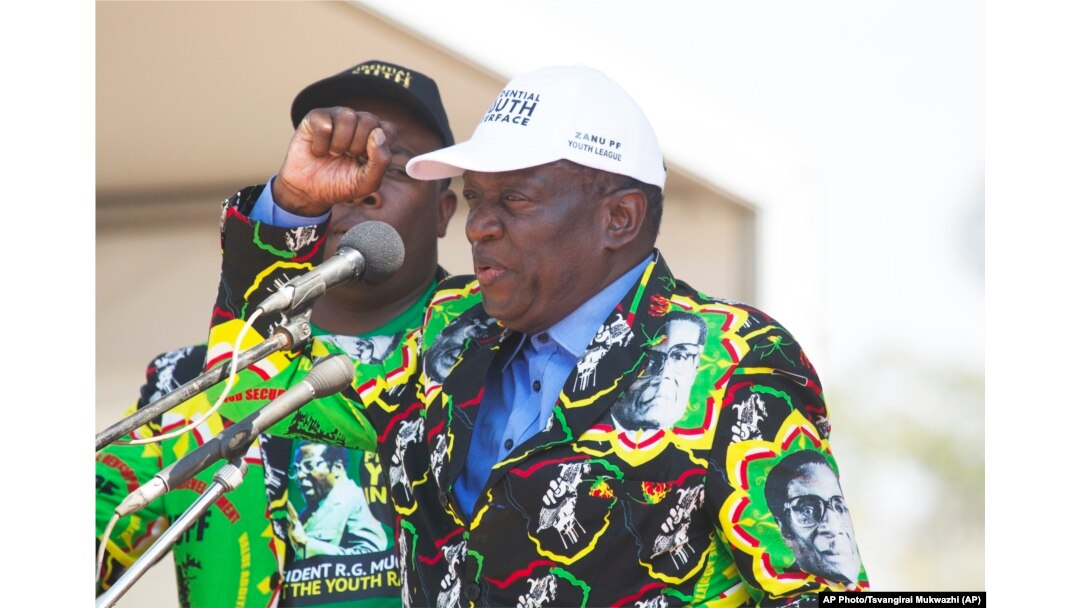 FILE - Emmerson Mnangagwa, then-vice president of Zimbabwe, greets party supporters in Gweru about 300 kilometres south west of the capital Harare, Sept, 1, 2017.