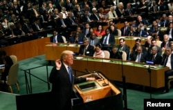 FILE - U.S. President Donald Trump addresses the 72nd United Nations General Assembly at U.N. headquarters in New York, Sept. 19, 2017.