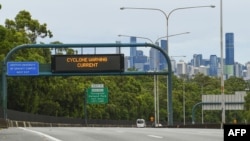 An empty freeway ahead of Tropical Cyclone Alfred's landfall, in Brisbane, Australia, March 7, 2025.