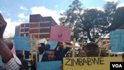 Angry protesters in Harare.