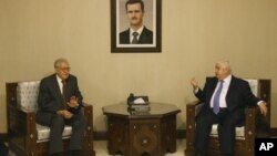 لخدار براہیمی نے شام کے وزیرِ خارجہ ولید المعلم سے بھی ملاقات کی