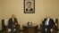 Lakhdar Brahimi, the U.N.-Arab League envoy to Syria, left, meets with Syrian Foreign Minister Walid Moallem, right, in Damascus, Syria, September 13, 2012.