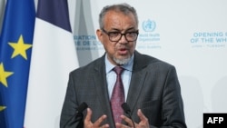 FILE - Director General of the World Health Organization Tedros Adhanom Ghebreyesus delivers a speech during the opening ceremony of the World Health Organization Academy in Lyon, central eastern France, on Dec. 17, 2024.