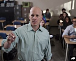 Kevin Blake as the teacher, Mr. McGregor