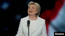 Democratic U.S. presidential nominee Hillary Clinton accepts the nomination on the fourth and final night at the Democratic National Convention in Philadelphia, July 28, 2016. 