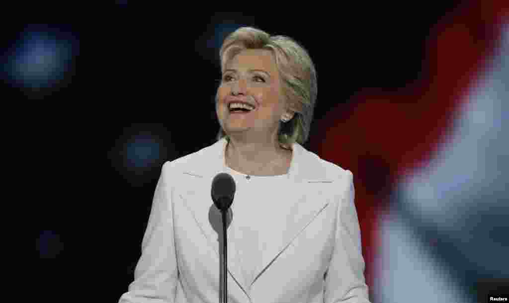 Democratic U.S. presidential nominee Hillary Clinton accepts the nomination on the fourth and final night at the Democratic National Convention in Philadelphia, Pennsylvania, July 28, 2016. 