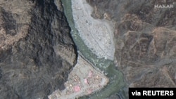 Maxar WorldView-3 satellite image shows close up view of the Line of Actual Control (LAC) border and patrol point 14 in the eastern Ladakh sector of Galwan Valley June 22, 2020. (Maxar Technologies via Reuters)