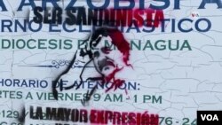 Pintan figura de Daniel Ortega en paredes de Curia Arzobispal en Nicaragua