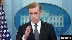 FILE PHOTO: Jake Sullivan speaks at a press briefing at the White House in Washington
