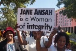 In October of 2019, supporters of the ruling Democratic Progressive Party rallied against calls for the resignation of Jane Ansah. (Lameck Masina/VOA)