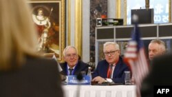 Russia's Deputy Foreign Minister and head of delegation Sergei Ryabkov, center, looks across at the U.S. delegation as he delivers his opening remarks during a Treaty on the Non-Proliferation of Nuclear Weapons (NPT) conference in Beijing, Jan. 30, 2019.
