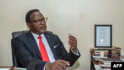 FILE - Lazarus Chakwera, leader of the Malawi Congress Party (MCP), the main Malawi opposition party, gives an interview to Agence France Presse (AFP) at his MCP headquarters in Lilongwe, Jan. 24, 2019. 