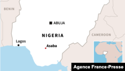 Map of Nigeria showing the location of Asaba.