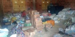A storehouse at the Durumi camp where food supplies from donors are kept before they are distributed to IDPs. January 1, 2020. (T. Obiezu/VOA)