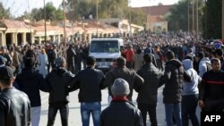 Funérailles d'un mineur mort dans un accident dans une mine de charbon désaffectée dans la ville de Jerada, Maroc, 1er février 2018.