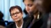 FILE - Human rights activist and independent journalist Miriam Leiva of Havana watches fellow witnesses during a hearing on Cuba on Capitol Hill in Washington, Feb. 3, 2015. 