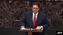 This still image taken from a Senate webcast shows Counsel to the President Jay Sekulow speaking at the US Capitol during the impeachment trial, on Jan. 25, 2020.