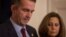 Virginia Governor Ralph Northam, accompanied by his wife Pamela Northam, announces he will not resign, during a news conference in Richmond, Virginia, Feb. 2, 2019.