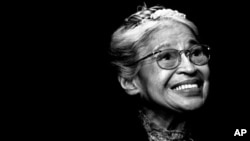 Rosa Parks smiles during a ceremony where she received the Congressional Medal of Freedom in Detroit, Nov. 28, 1999.