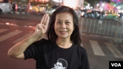 Pornpen Khongkachonkiet, shown here in Bangkok, says she won’t stop championing human rights. (VOA)