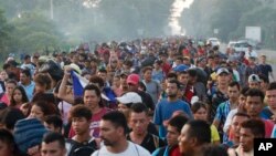 La caravane de migrants à Ciudad Hidalgo, Mexique, le 21 octobre 2018.