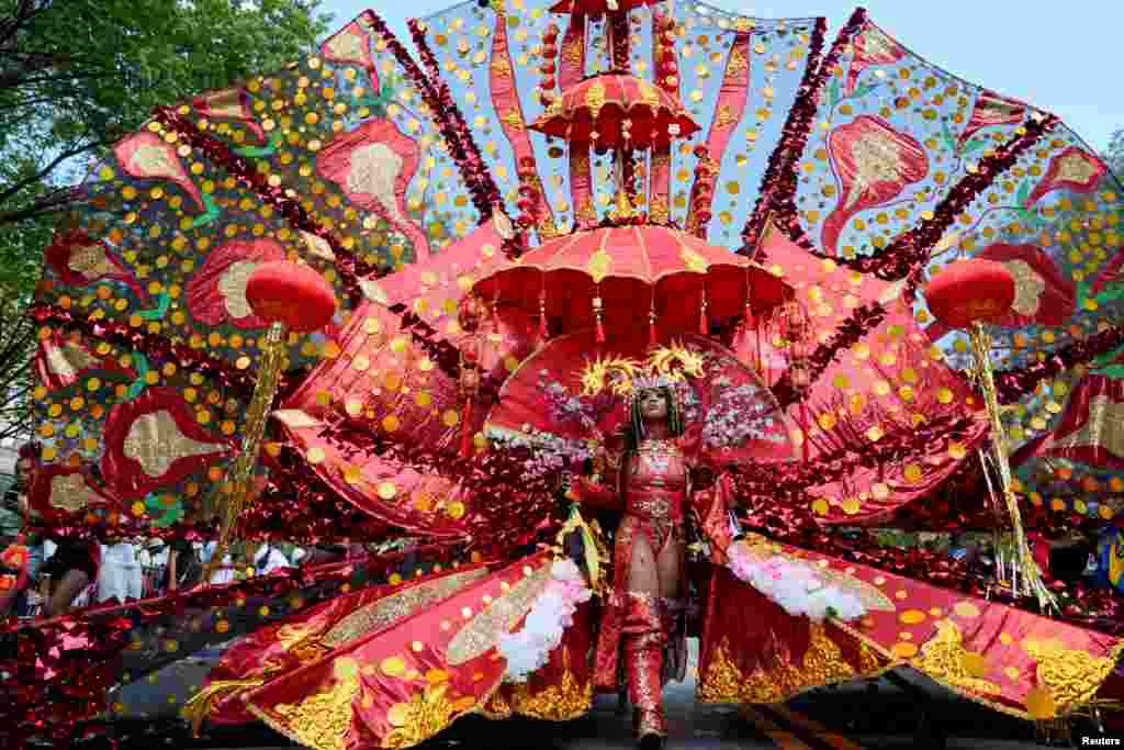 A woman in a costume participates in the annual West Indian American Day parade in the Brooklyn borough of New York City, Sept. 2, 2024.