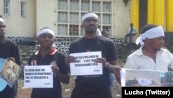 Des membres de la Lucha manifestent à Goma, en RDC, le 1er mai 2018. (Twitter/Lucha)