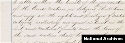 Detail from Article Two of the ratified Indian Treaty with the Creeks, signed in Washington, D.C., June 14, 1866. It calls for Freedmen to "enjoy all the rights and privileges of Native citizens." (National Archives)