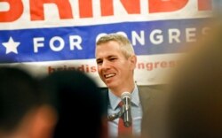 FILE - Anthony Brindisi speaks to supporters on election night at the Delta Hotel in Utica, N.Y., Nov. 6, 2018.