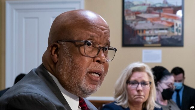 FILE - Chairman Bennie Thompson, D-Miss., and Vice Chair Liz Cheney, R-Wyo., of the House panel investigating the Jan. 6 U.S. Capitol insurrection, testify before the House Rules Committee at the Capitol in Washington, Dec. 14, 2021.