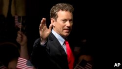 Sen. Rand Paul, R-Ky., arrives to announce the start of his presidential campaign, April 7, 2015, at the Galt House Hotel in Louisville, Kentucky. 