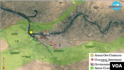 This map shows areas cleared and airstrikes in Anbar Province, Iraq, by the U.S.-led coalition fighting Islamic State.