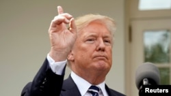 U.S. President Donald Trump in the Rose Garden of the White House in Washington, U.S., Oct. 16, 2017.