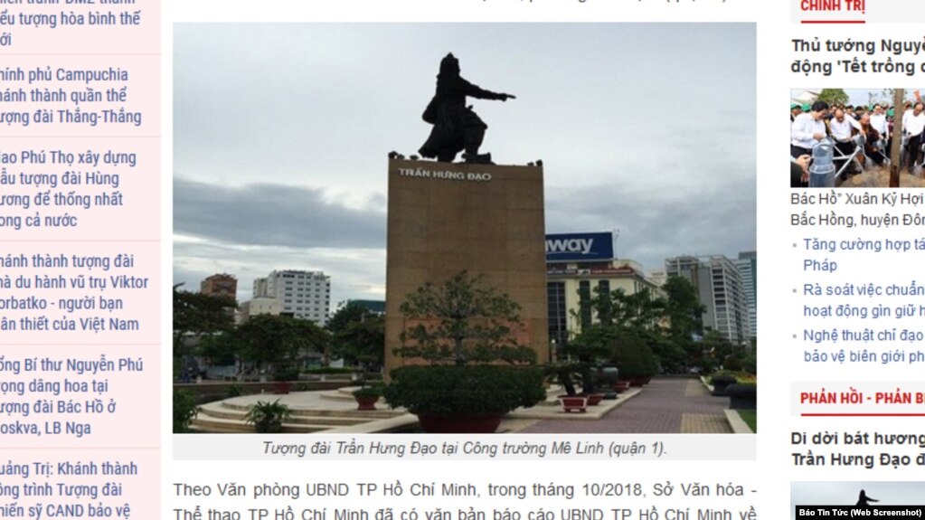 Tượng đài Trần Hưng Đạo ở thành phố Hồ Chí MinhTran Hung Dao statue in Ho Chi Minh City.