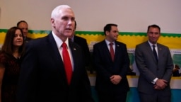 Vice President Mike Pence arrives to speak at Iglesia Doral Jesus Worship Center for a round-table discussion on the political crisis in Venezuela with community leaders in Doral, Fla., Feb. 1, 2019.