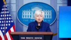 FILE - Treasury Secretary Janet Yellen speaks during a press briefing at the White House, May 7, 2021.