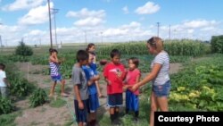 Young Crow Creek community gardeners teaching children about making healthy food choices. (Photo: Courtesy Crow Creek Fresh Food Initiative)