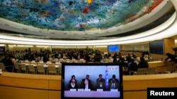 스위스 제네바에서 열린 유엔 인권이사회에서 북한인권 문제를 논의하고 있다. (자료사진)