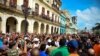FILE - In this file photo taken on July 11, 2021, people take part in a demonstration against the government of Cuban President Miguel Diaz-Canel in Havana.