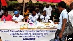 Members of Sexual Minorities Uganda, at the opening of fourth annual sexual and gender-based violence/persecution awareness campaign week in Kampala, Uganda, March 19, 2012.