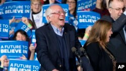 Mmoja wa wagombea urais kwa chama cha Demokrat Bernie Sanders akihutubia wafuasi wake katika Jimbo la Vermont.