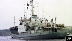 Ubwato bwo mu mazi bw'Uburusiya bushinzwe iperereza"Liman" yafi y'intara ya Crimea, muri Ukraine.